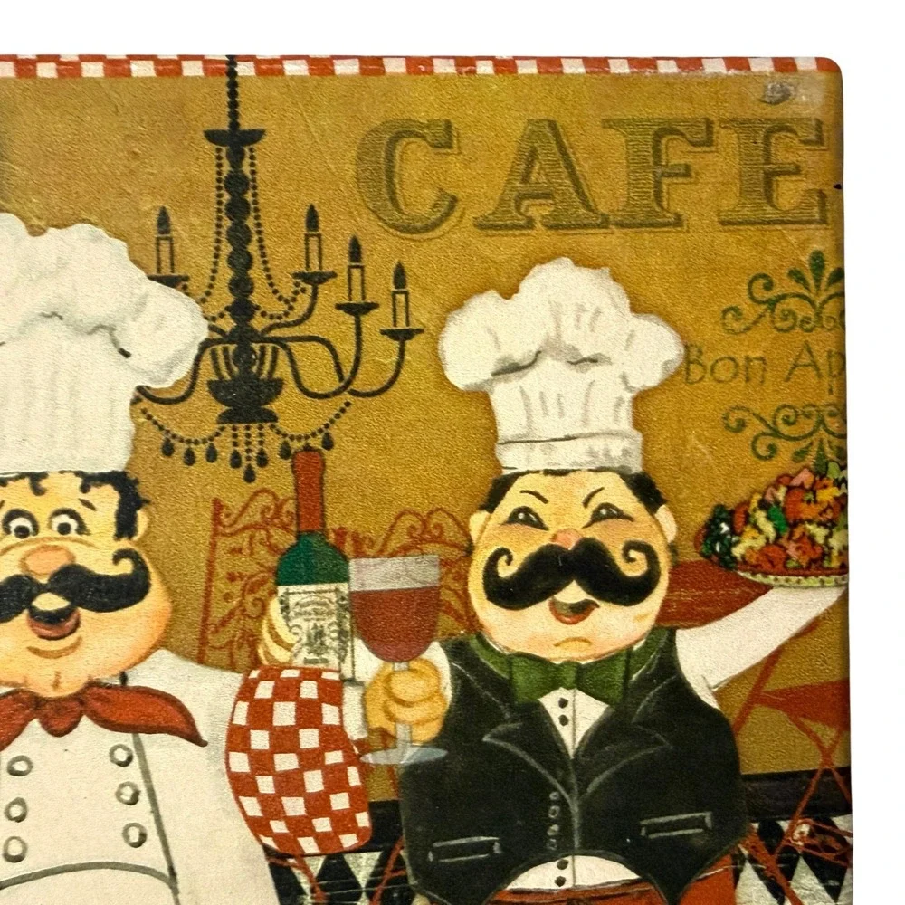 VTG Ceramic Coasters Italian Chef Cafe Design Cork Back Kitchen Decor Set of 4